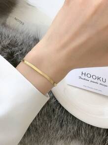 1pc Personalized & Fashionable Stainless Steel Blade Chain Bracelet In Gold Color, Suitable For Women - Gold - View 3