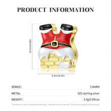 MAGIC CHARMS 1 件 S925 純銀聖誕老人攀爬煙囪吊飾 Diy 配件適合女士手鍊和項鍊,精美珠寶聖誕禮物