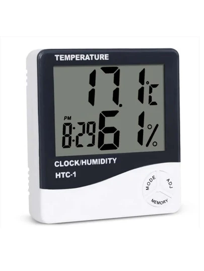 Termômetro Digital E Higrômetro Para Medição De Umidade Do Ar Com Relógio Digital