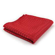 3pcs/set Men's Tie Suit Classic Checked Pattern Tie Pocket Square & Cufflinks Set Suitable For Business Meetings, Weddings, Banquets, Schools - Red - View 2