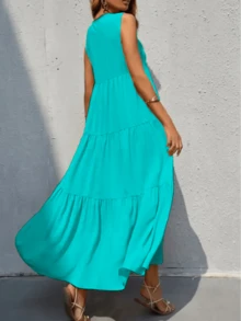 Sleeveless V-Neck Long Dress