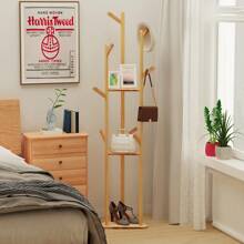 Coat Stand Coat Rack 166cm Bamboo Coat Rack With 3 Tier Storage Shelf And 10  Hooks Freestanding Clothes Rack Coat Hat Bag Rack For Entryway Hallway Office Hotel Natural Wood - 杏色 - 查看 4