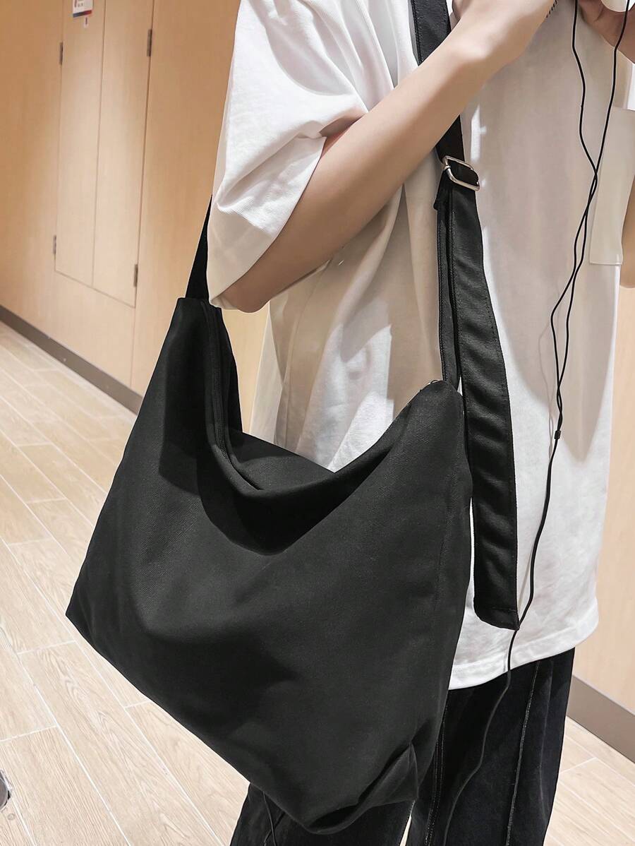 Túi đeo chéo vải canvas thời trang thu đông mới cho nam có sức chứa lớn, túi đeo chéo vai màu trơn, túi đeo vai bên hông đa năng và hợp thời trang cho du lịch, kỳ nghỉ, ngoài trời, trường đại học, quà tặng cho nam giới, quà tặng ngày lễ tình nhân cho nam giới, quà tặng mùa hè cho bạn trai, túi đại học, quà tặng ngày của cha, túi đeo chéo cho nam, túi đeo chéo cho nam, túi đeo bên hông, túi đeo vai cho học sinh, đồ dùng học tập, túi đeo chéo mùa thu, túi đeo chéo cho nam, túi hình trụ, tiền cũ, Halloween, Giáng sinh - màu đen - Xem 1