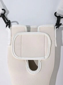 1個帶手機口袋或40盎司的水瓶攜帶袋,可調節的緩衝肩帶和手柄帶的運動背包水瓶袋,學校戶外徒步旅行自行車運行露營旅行必備用品 - 白色 - 查看 4