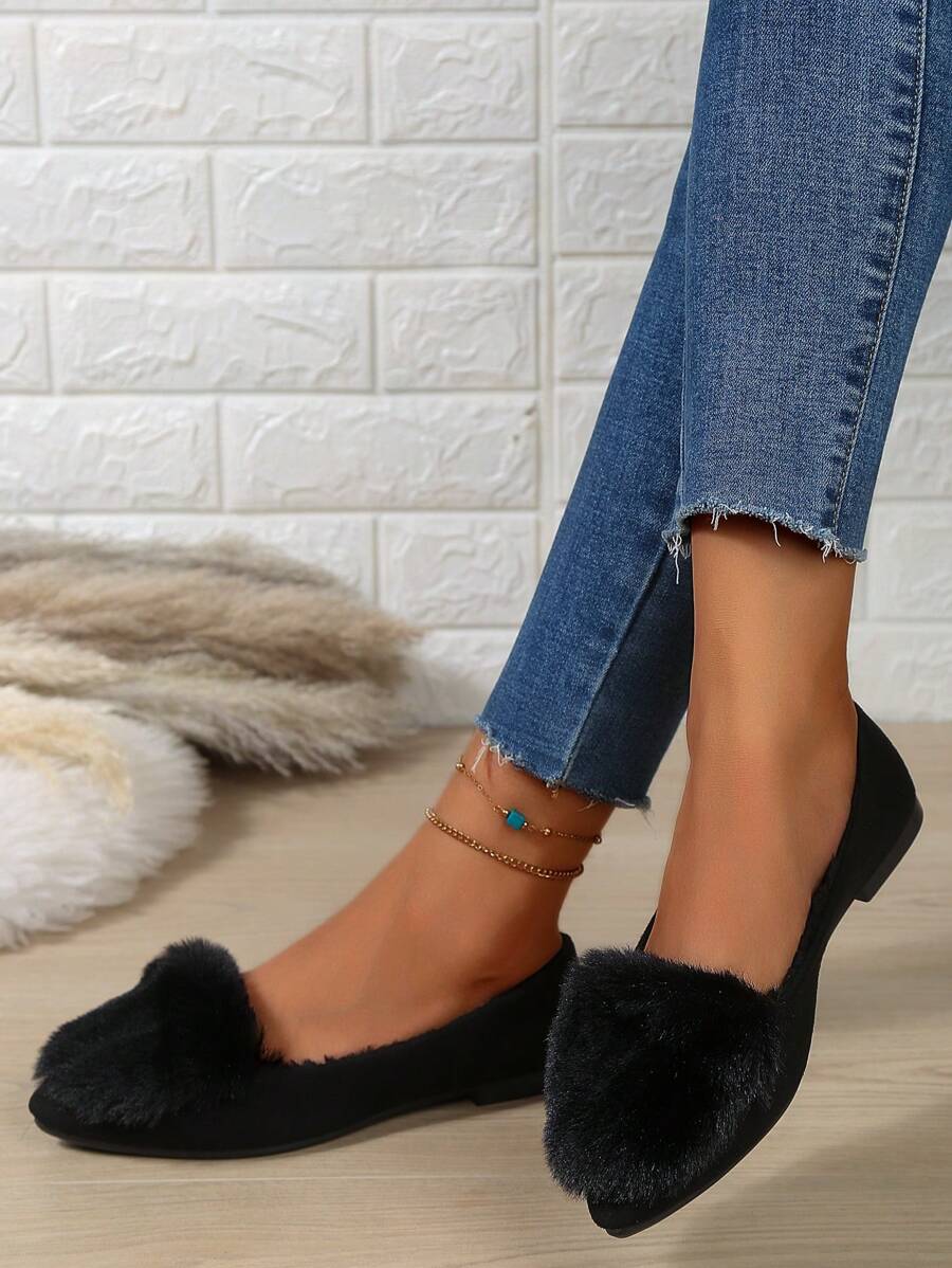 36-43 Large Size Women's Shoes Winter Fluffy Shoes, Autumn Pointed Toe Comfortable Flats. Size 41 And 42 Comfortable.