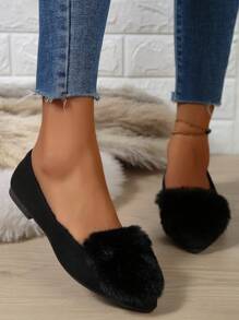 36-43 Large Size Women's Shoes Winter Fluffy Shoes, Autumn Pointed Toe Comfortable Flats. Size 41 And 42 Comfortable.