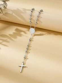 1條6mm不鏽鋼金色珠項鍊,帶有簡單的吊墜,適用於歐美時尚 - 銀色 - 查看 11