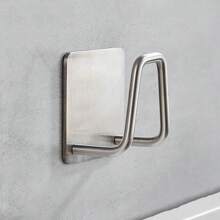 2pcs/set Silver Stainless Steel Sponge Holder With Drain Tray For Kitchen Sink, Adhesive Wall Mountable Storage Rack For Steel Wool And Pot Lid - Silver - View 5