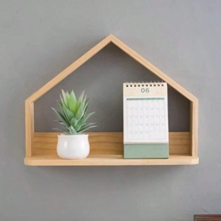 Simple Small House Shaped Storage Rack - log color - View 1