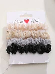 4 件装高弹力发带，带水钻珠子装饰，耐用发带马尾辫夹发饰，适合日常使用