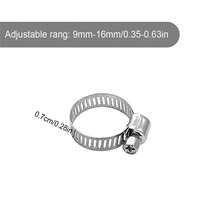 20件/不鏽鋼卡箍喉管夾水管接頭單耳管夾可調式家用水管軟管夾9mm-16mm - 銀色 - 查看 3