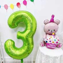 1個40英寸綠色數字0-9氦氣鋁膜大型生日派對給品,生日派對周年慶活動裝飾氣球
