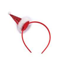 1 pieza Diadema con tema navideño, diadema con forma de gorro de Papá Noel, accesorios de pelo elegantes para fiestas de Navidad, actuaciones, disfraces y accesorios de Halloween - Blanco - Ver 1