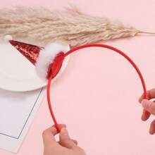 1 pieza Diadema con tema navideño, diadema con forma de gorro de Papá Noel, accesorios de pelo elegantes para fiestas de Navidad, actuaciones, disfraces y accesorios de Halloween - Blanco - Ver 5