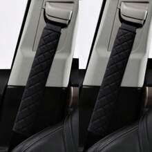 2pcs Black Car Seat Belt Shoulder Pads, Universal Seat Belt Cover, Safety Belt Covers, Extra Long - Black - View 1