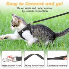 Cat Harness And Leash Set With Fur, Escape Proof Adjustable Soft Cat Harness Vest, Breathable Reflective Stripe Jacket For Easy Control, Black