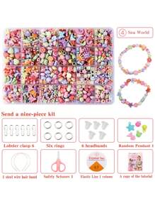 1套海洋世界珠寶製作套件,diy珠寶手鍊項鍊適合兒童、女孩、兒童玩具