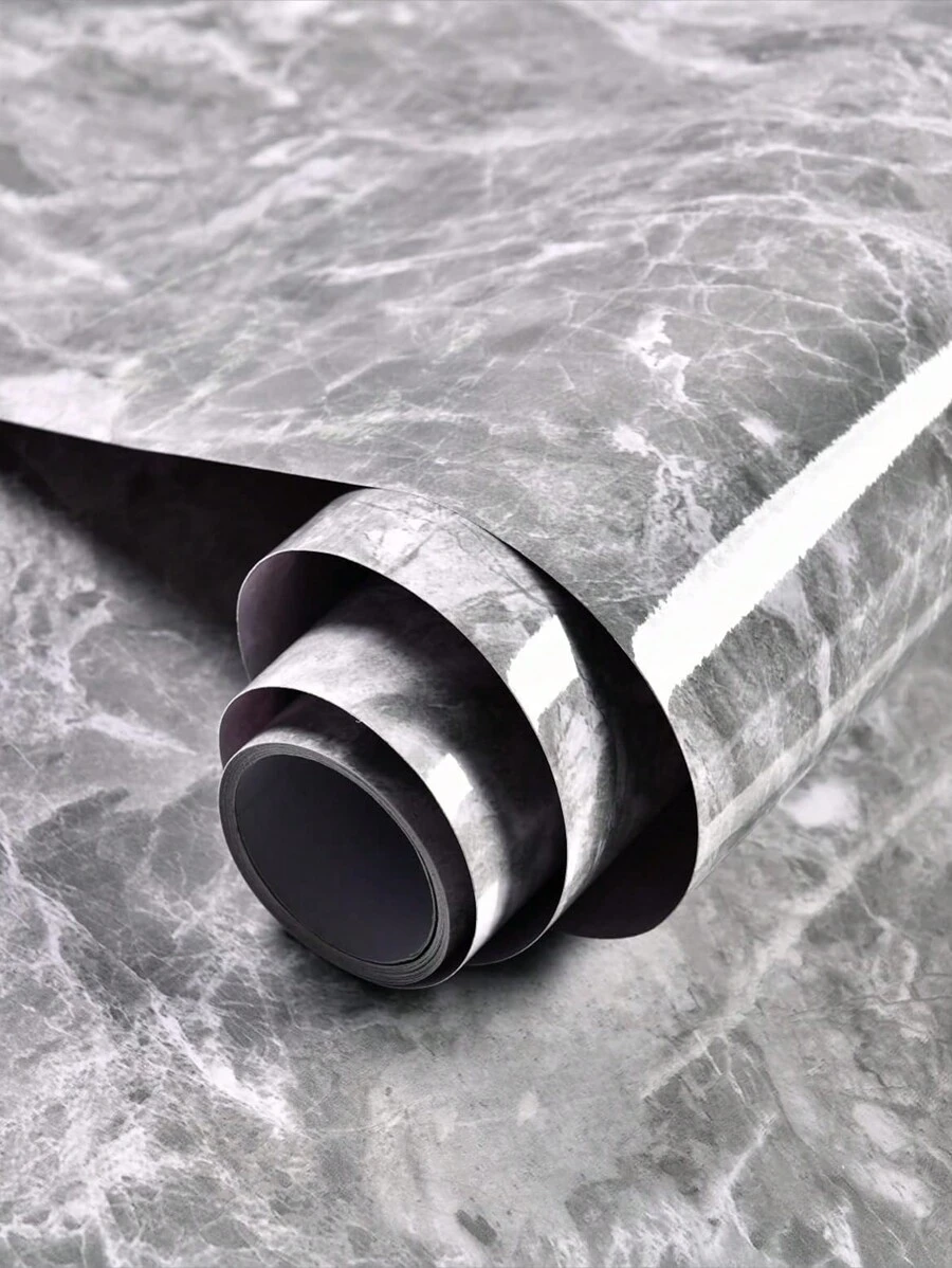 深灰色接觸紙剝離和粘貼壁紙大理石拆卸壁紙,拉和貼櫥櫃自粘後擋板 - 深灰色 - 查看 1