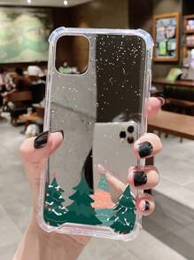 1入組簡約聖誕冬季紋理亞克力電鍍鏡面手機殼，適用於蘋果iPhone - 彩色 - 查看 2