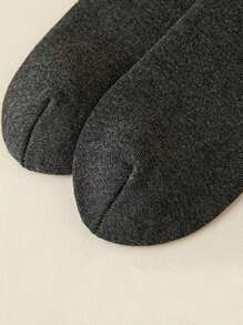 6 Pairs Men's Solid Color Thickened Thermal Mid-Calf Socks, Simple & Versatile