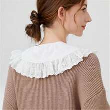 Áo choàng vai kiểu cung đình cổ Peter Pan ren cho bé gái, mẫu mới mùa xuân thu, có bèo nhún. - trắng - Xem 7