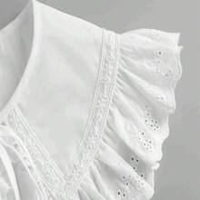 Áo choàng vai kiểu cung đình cổ Peter Pan ren cho bé gái, mẫu mới mùa xuân thu, có bèo nhún. - trắng - Xem 4