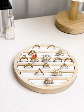 1入實木珠寶展示盤,用於戒指和耳環,可收納整理