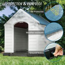 VITESSE Plastic Outdoor Indoor,Durable Dog House For Small Medium Large Dogs,Waterproof, With Elevated Floor And Air Vents,Ventilate & Easy Clean And Assemble - Màu xanh lam - Xem 4
