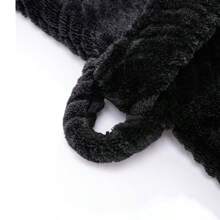 男士加大码秋冬珊瑚绒睡袍，加厚保暖浴袍，中长款，保暖 - 黑色 - 查看 6