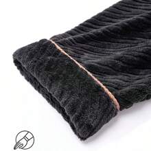 男士加大码秋冬珊瑚绒睡袍，加厚保暖浴袍，中长款，保暖 - 黑色 - 查看 4