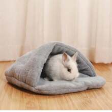 1pc Small Pet Bed Rabbit House, Warm And Comfortable - Light Grey - View 1
