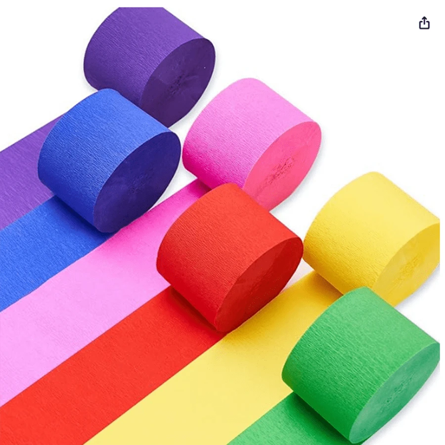 6 Rollos, Guirnaldas de papel crepé (1.77"), Adecuado para decoración de cumpleaños, fiesta, bodas, manualidades, pequeños regalos creativos, accesorios de vacaciones, suministros para fiestas de cumpleaños, regalos de cumpleaños, suministros de decoración de fiestas - color - Ver 1