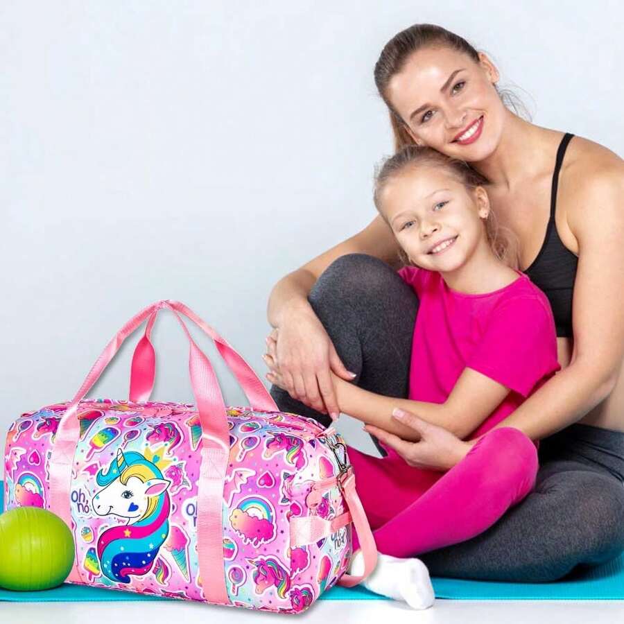 Dance Ballet Bags For Girls, Kids Duffle Gym Bag Travel With Shoe