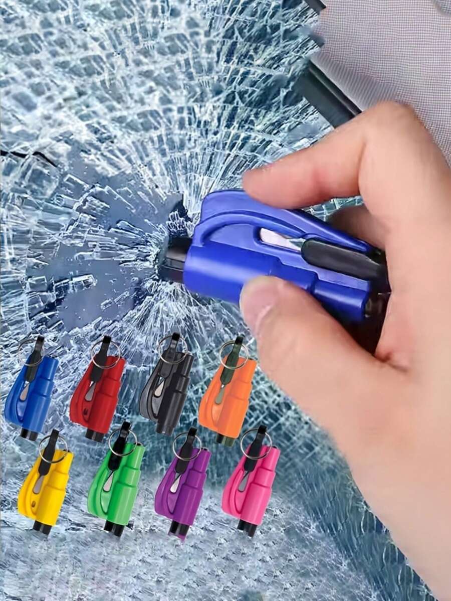 Dụng cụ cắt dây an toàn 2 trong 1, móc chìa khóa khẩn cấp, dụng cụ phá cửa sổ, búa kim loại, búa cứu hỏa mini, thiết bị thoát hiểm khẩn cấp cho ô tô - Nhiều màu - Xem 1