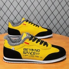 2023 年新款冬季男士鞋，时尚百搭，保暖内衬 PU 皮革，温暖、舒适、时尚 - 黃色 - 查看 9