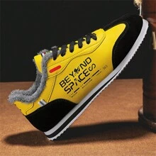 2023 年新款冬季男士鞋，时尚百搭，保暖内衬 PU 皮革，温暖、舒适、时尚 - 黃色 - 查看 7