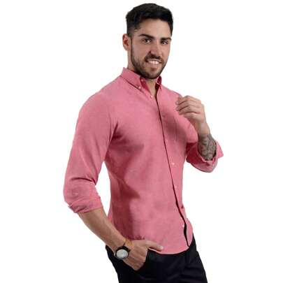 Camisa de vestir casual Michel Blanc bottom down