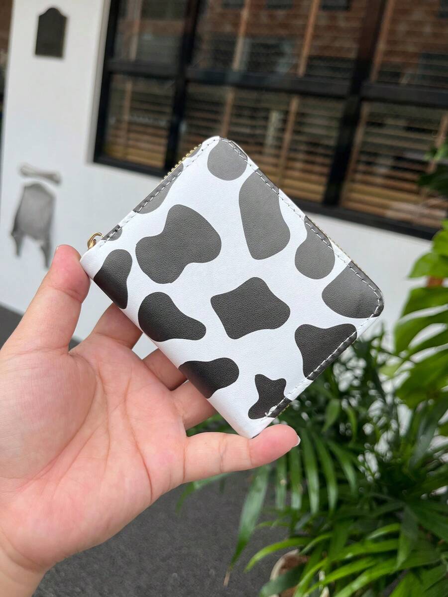 Black Card Holder With Cow Print - Black - View 1