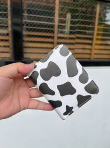 Black Card Holder With Cow Print - Black - View 3