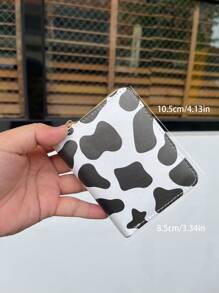 Black Card Holder With Cow Print - Black - View 5