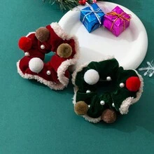 2入組女式多色毛絨絨布頭箍,優雅可愛帶軟毛球,適用於秋冬和聖誕節