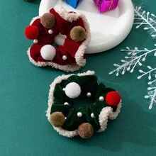 2入組女式多色毛絨絨布頭箍,優雅可愛帶軟毛球,適用於秋冬和聖誕節