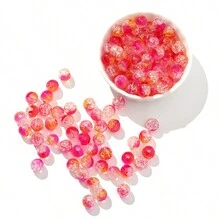 50PCS Red +Yellow Crackle Beads 10mm - red+yellow - View 3