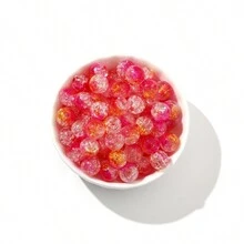 50PCS Red +Yellow Crackle Beads 10mm - red+yellow - View 1