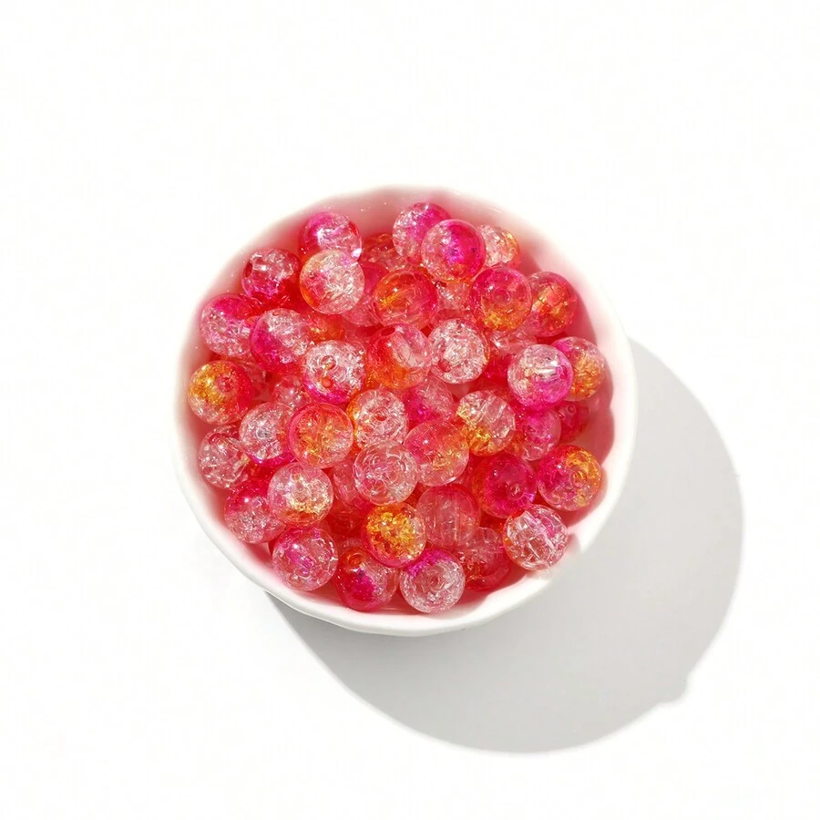 50PCS Red +Yellow Crackle Beads 10mm - red+yellow - View 1