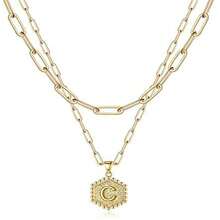 1pc Multi-layered 26 Letter Pendant Necklace With Hexagonal Collarbone Chain