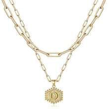 1pc Multi-layered 26 Letter Pendant Necklace With Hexagonal Collarbone Chain