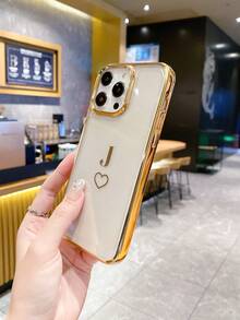 適用於蘋果iPhone的手機殼，女性防摔軟式保護套 - 金色 - 查看 3