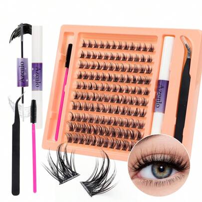 مجموعة أزينلو لشعيرات الرموش الفردية 120 قطعة، تمديد رموش DIY بطول 10-16 ملم، شعيرات رموش حجمية خفيفة ورقيقة، شريط رقيق وناعم وقابل لإعادة الاستخدام، مجموعة شعيرات رموش منحنية على شكل حرف C