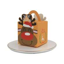 5pcs Christmas Decorations Party Favors Gift Boxes: Christmas Apple Shape Packaging Box, Safe Night Cartoon Square Apple Box, Candy Box, Colored Christmas Apple Decor Box, Chocolate And Dried Fruit Box